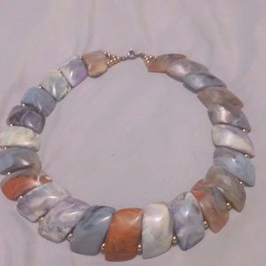 Square Cut Faceted Natural Agate Toggle Necklace, 18" made with Gems
